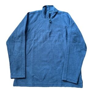 Eddie Bauer Mens Gray Heather Quarter Zip Fleece Pullover Sweater Jacket Medium